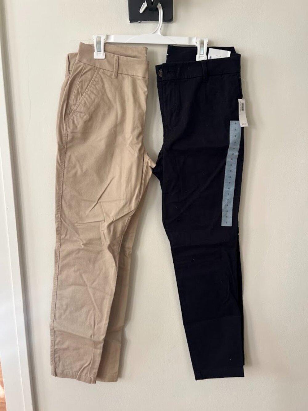 NWT Old Navy BUNDLE of 2 Slim Straight Leg Stretch Trousers, Black/Tan - Size 8